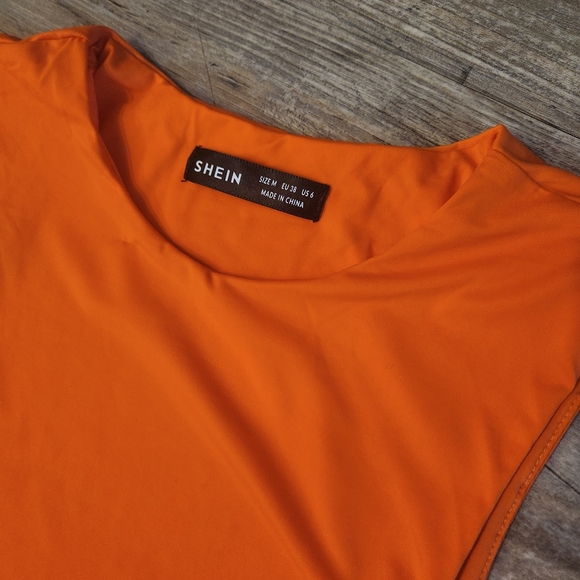 SHEIN Bold Orange Sleeveless Crewneck Bodysuit NWOT - Picture 2 of 4